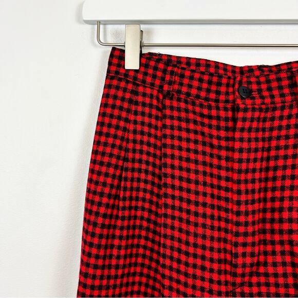 Vintage 80's L.L. Bean Red Houndstooth Buffalo Check Wool Trousers Size 8 - Picture 3 of 7